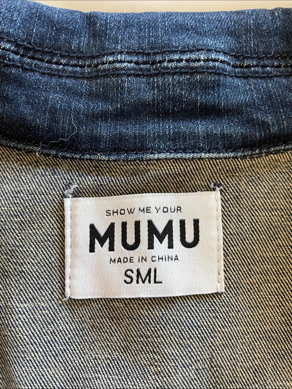 Show Me Your MuMu Dark Blue Denim Flare Jumpsuit with Belt - Picture 8 of 8